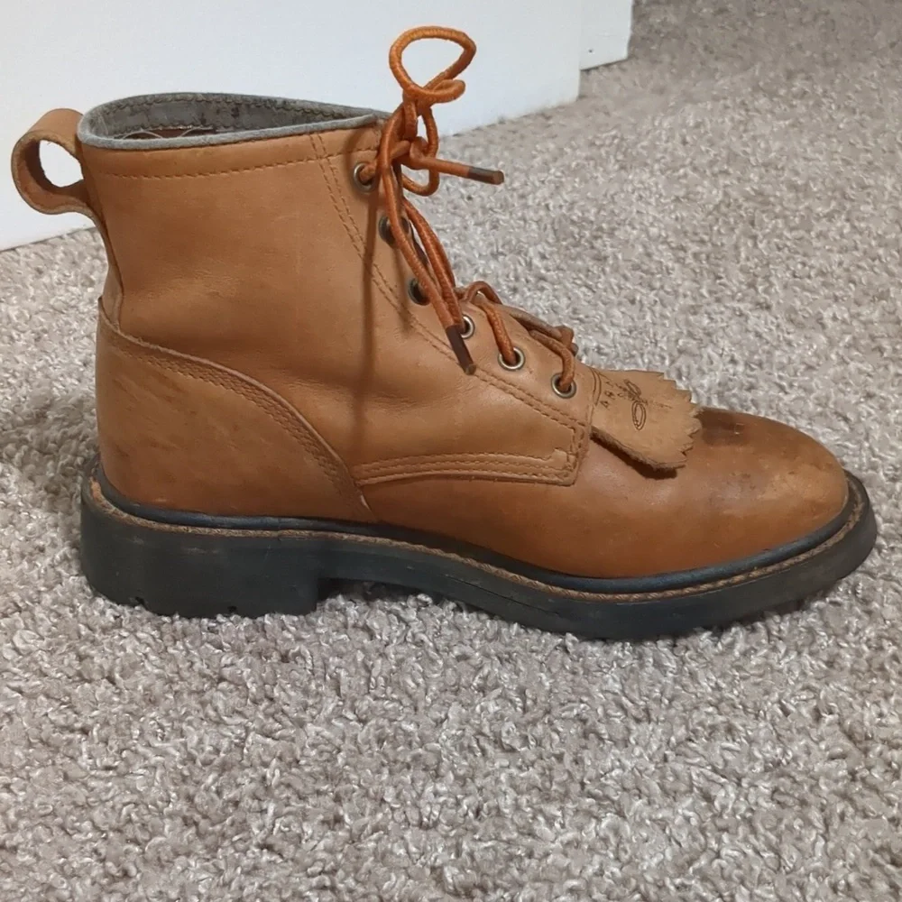Vintage Ariat Leather Work Lace Up Booties